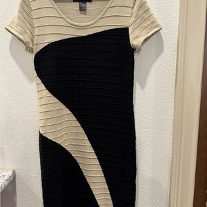 Elegant Black and Beige Dress